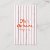 QR Code Handgeschreven Paars Oranje Whimsy Boho  Visitekaartje (Voorkant)