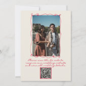 QR-code handgeschreven retro plezier met foto brui Kaart (Achterkant)