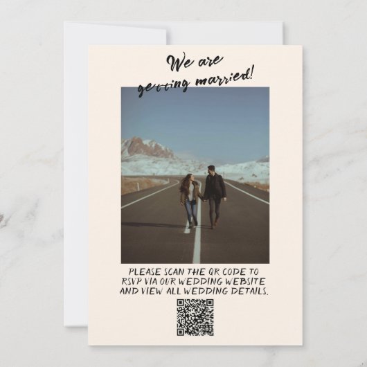 QR-code Handgeschreven Scribble Moderne foto bruil Kaart (Achterkant)