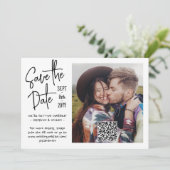 QR-code handgeschreven stijl informeel 2 foto brui Save The Date (Staand voorkant)