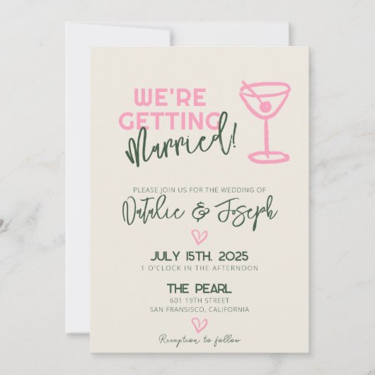 QR-code Handgeschreven Wervelende Zomer Bruiloft Kaart (Voorkant)