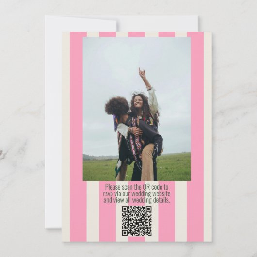 QR-code Handgeschreven Whimsical Summer Photo Wedd Kaart (Achterkant)