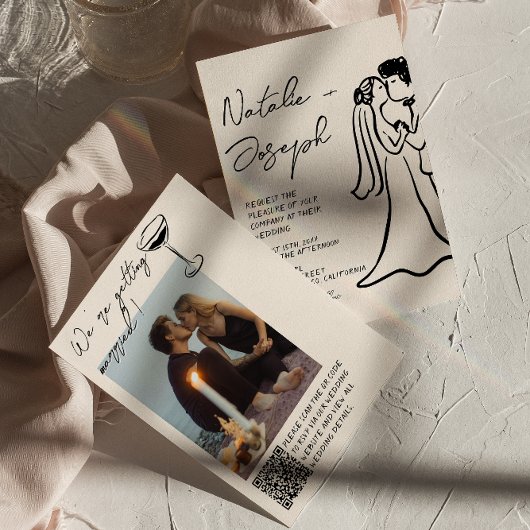 QR-code handgetekende geschreven koppel foto bruil Kaart