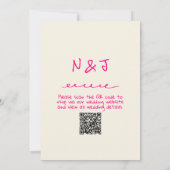 QR-code handgetekende levendige roze retro funky b Kaart (Achterkant)