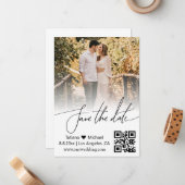 qr code handschrift paar foto slaat de datum op notitiekaartje (Voorkant / Achterkant in situ)