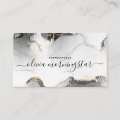 QR Code Handtekening Zwart Goud Gemarmerde Waterve Visitekaartje (Voorkant)