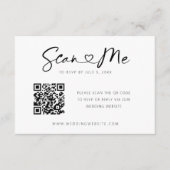 QR Code Hartlettertype Minimale bruiloft RSVP Kaar Informatiekaartje (Voorkant)