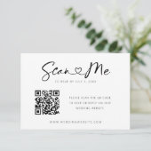 QR Code Hartlettertype Minimale bruiloft RSVP Kaar Informatiekaartje (Staand voorkant)