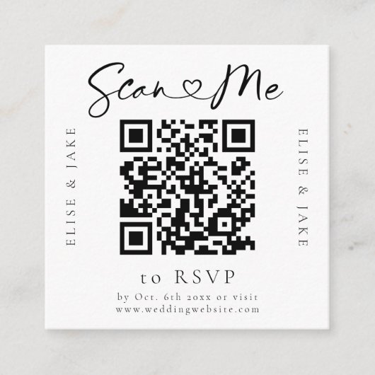 QR Code Hartlettertype RSVP Kaart (Voorkant)