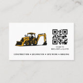 QR Code Heavy Equipment Construction Company Visitekaartje (Achterkant)