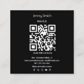 QR-code Hedendaagse gouden agaat geode nagelsalon Vierkante Visitekaartje (Achterkant)