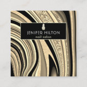 QR-code Hedendaagse gouden agaat geode nagelsalon Vierkante Visitekaartje (Voorkant)