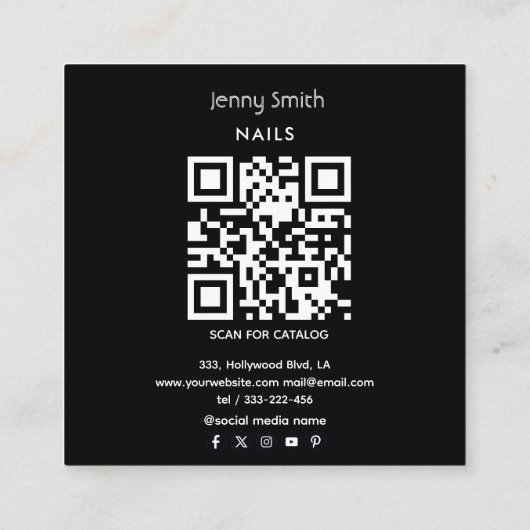 QR-code Hedendaagse paarse agaat geode nagelsalon Vierkante Visitekaartje (Achterkant)