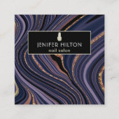 QR-code Hedendaagse paarse agaat geode nagelsalon Vierkante Visitekaartje (Voorkant)