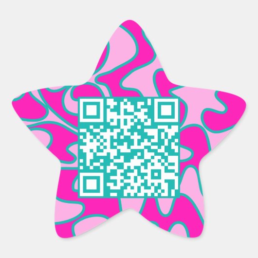 QR Code Heet Roze Blauwgroen Helder Modern Koel Ster Sticker (Voorkant)