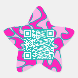 QR Code Heet Roze Blauwgroen Helder Modern Koel Ster Sticker