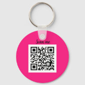 QR Code Heet Roze Elegant Bedrijf Sleutelhanger (Voorkant)