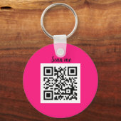 QR Code Heet Roze Elegant Bedrijf Sleutelhanger (Voorkant)