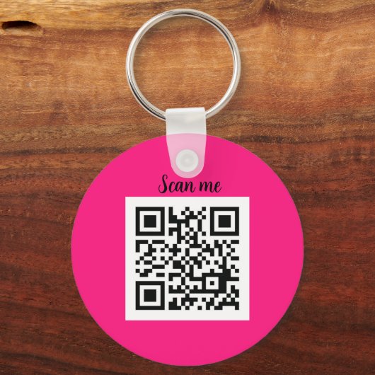 QR Code Heet Roze Elegant Bedrijf Sleutelhanger (Voorkant)