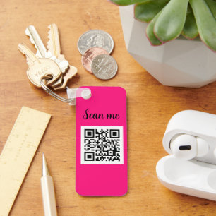 QR Code Heet Roze Elegant Bedrijf Sleutelhanger