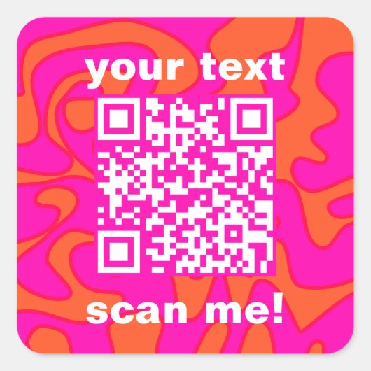 QR Code Heet Roze Sinaasappel Helder Modern Vierkante Sticker (Voorkant)