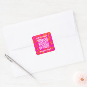 QR Code Heet Roze Sinaasappel Helder Modern Vierkante Sticker (Envelop)