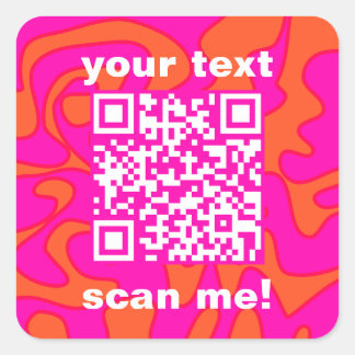 QR Code Heet Roze Sinaasappel Helder Modern Vierkante Sticker