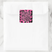 QR Code Heet Roze Zwart Groovy Squigggles Art Vierkante Sticker (Tas)