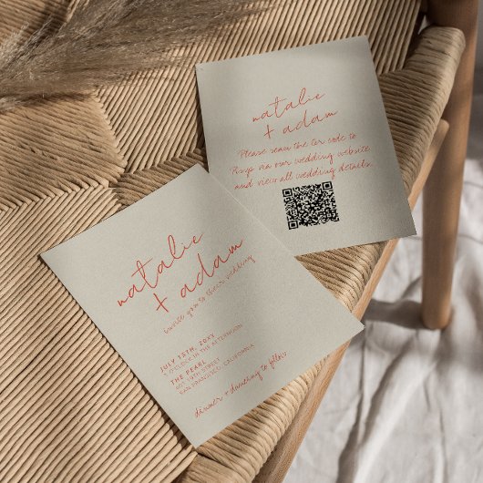 QR Code Helder Sinaasappel Retro Leuke grillige br Kaart