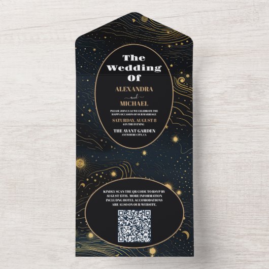 QR Code Hemelmaan Gouden Huwelijk All In One Uitnodiging (Binnen)