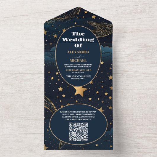 QR Code Hemelmaan Gouden Huwelijk All In One Uitnodiging (Binnen)