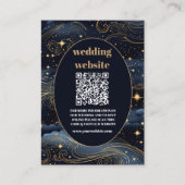 qr code Hemels Middenblauwe Sterren Maan Bruiloft Informatiekaartje (Voorkant)