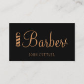 QR CODE herenkapper zwart gouden kapper paal schaa Visitekaartje (Voorkant)