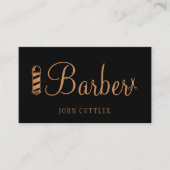 QR CODE herenkapper zwart gouden kapper paal schaa Visitekaartje (Voorkant)