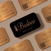 QR CODE herenkapper zwart gouden kapper paal schaa Visitekaartje