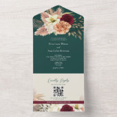 QR Code Herfst Bloemige Bruiloft All In One Uitnodiging (Binnen)