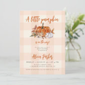 QR-code herfst geruite pompoen baby shower Kaart (Staand voorkant)