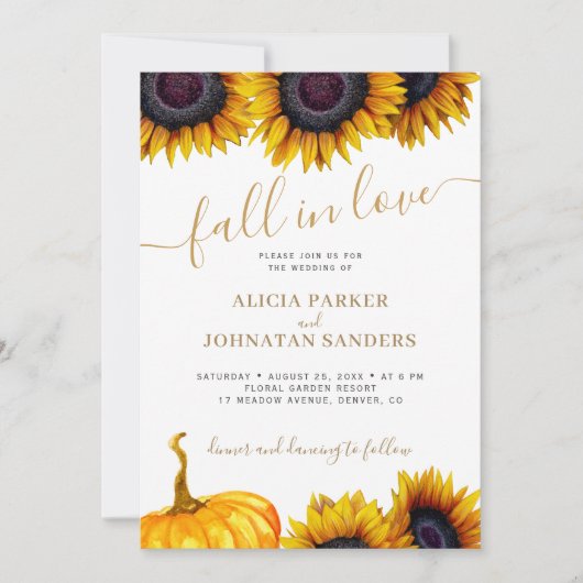 QR code Herfst in Liefde zonnebloem bruiloft detai Kaart (Voorkant)