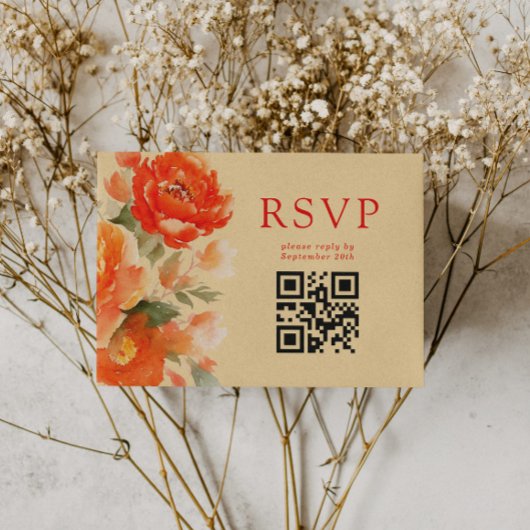 QR Code Herfst Verbrand Sinaasappel Bloemen Bruilo Informatiekaartje