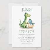 QR Code Het is een Boy Schattige Dinosaur Baby Boy Kaart (Voorkant)