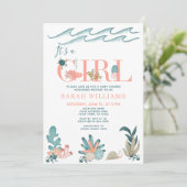 QR Code Het is een meisje onder het Zee Baby showe Kaart (Staand voorkant)