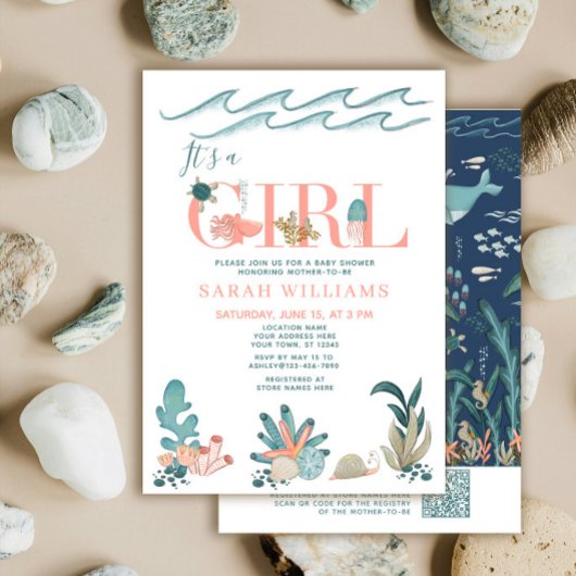 QR Code Het is een meisje onder het Zee Baby showe Kaart