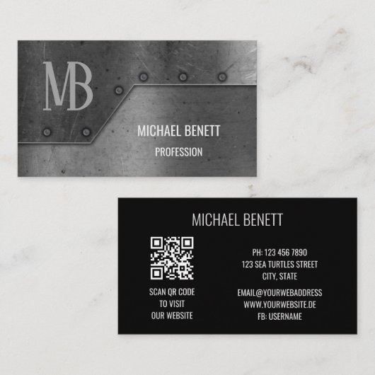 QR-code | Het Monogram van de staalmuur Visitekaartje (Voorkant / Achterkant)
