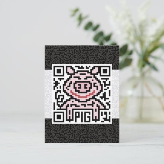 QR-code het varken Briefkaart (Staand voorkant)