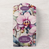 QR Code Hete Roze Fuchsia Waterverf Orchideeën Wed All In One Uitnodiging (Buitenkant)