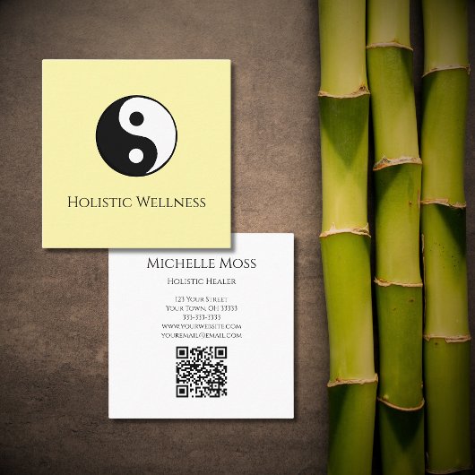 QR-code Holistic Healer Simple Yin Yang Symbool Vierkante Visitekaartje