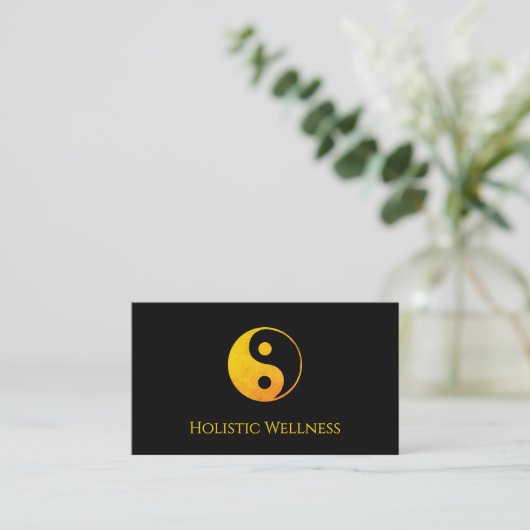 QR-code Holistic Healer Wellness Gold Yin Yang Visitekaartje (Staand voorkant)