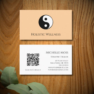 QR-code Holistische Healer Wellness Yin Yang Peach Visitekaartje