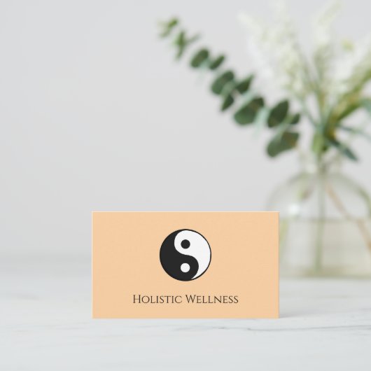 QR-code Holistische Healer Wellness Yin Yang Peach Visitekaartje (Staand voorkant)
