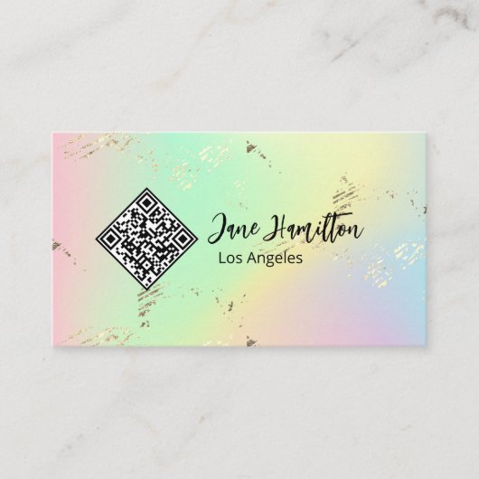 QR Code Holografisch Abstract Visitekaartje (Voorkant)